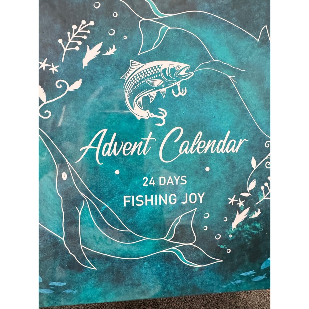 Fishing Joy 24 Days Advent Calendar Teal Holiday Countdown Gift Set Box